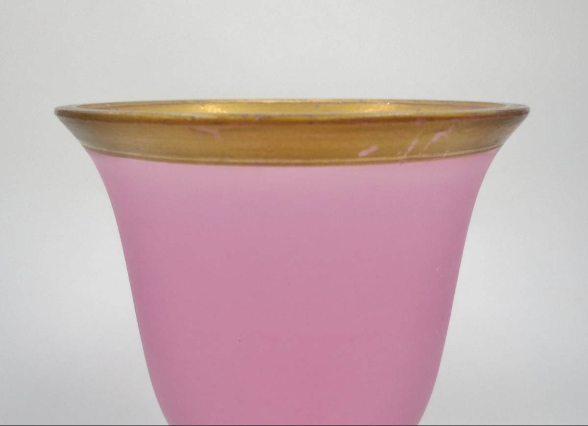 Vase calice, cristal d'opale XIXe siècle.-photo-2