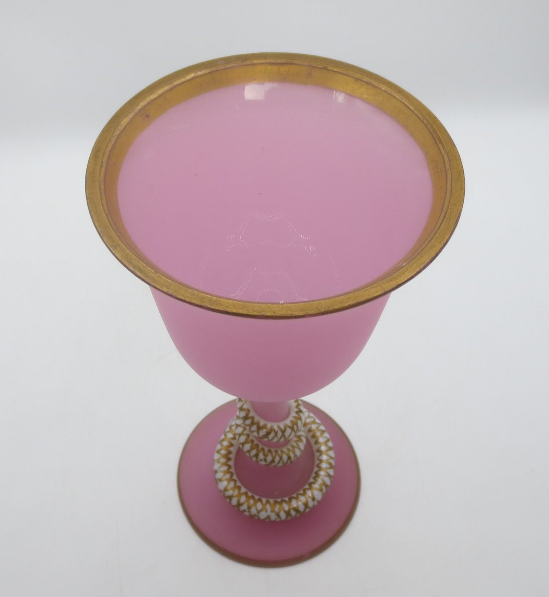 Vase calice, cristal d'opale XIXe siècle.-photo-3