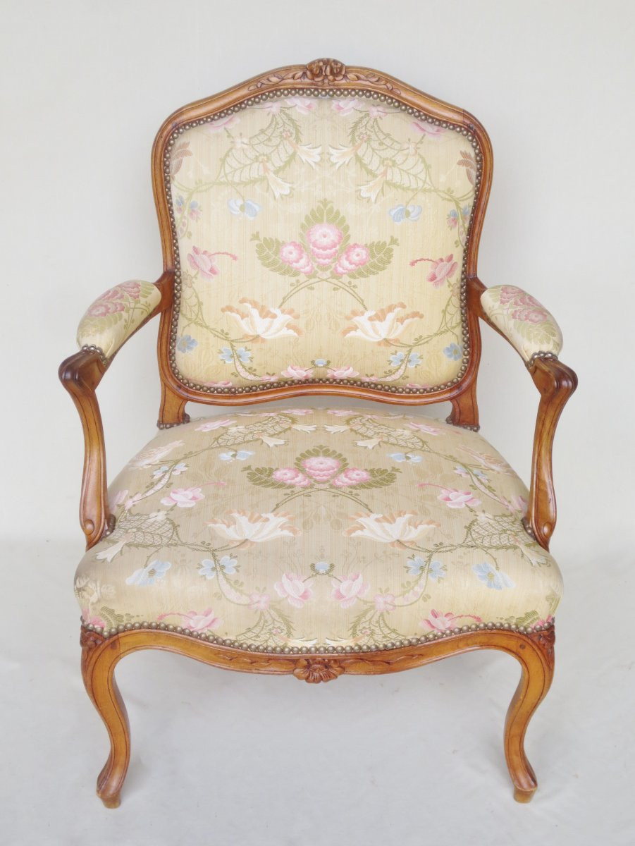 Pair Of Louis XV Style Armchairs. -photo-6