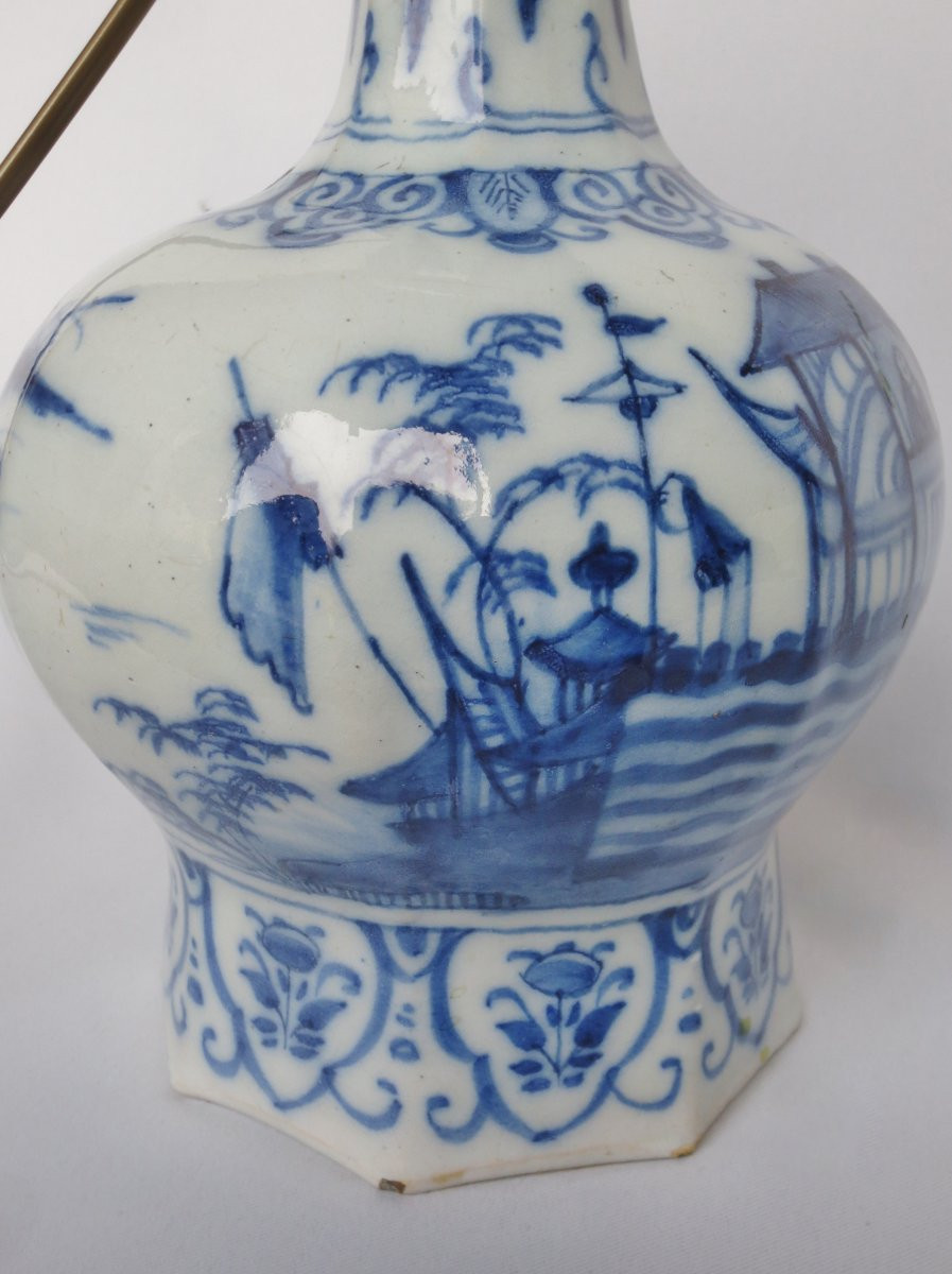 Delft Earthenware Lamp, 18th Century.-photo-5
