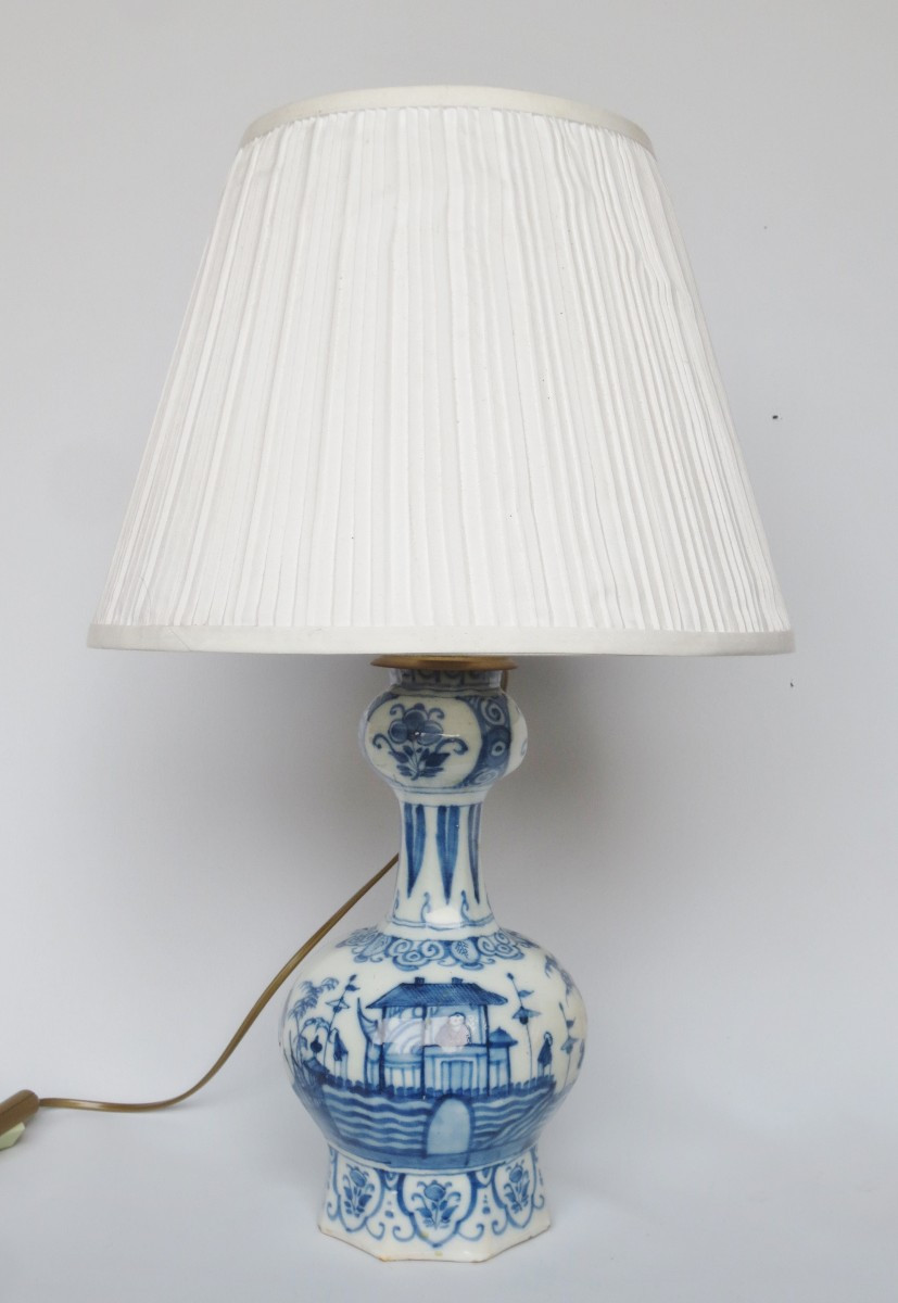 Delft Earthenware Lamp, 18th Century.