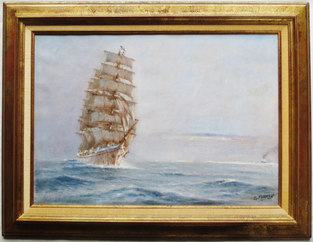 Pierre Forest Three-masted Sailing Boat.
