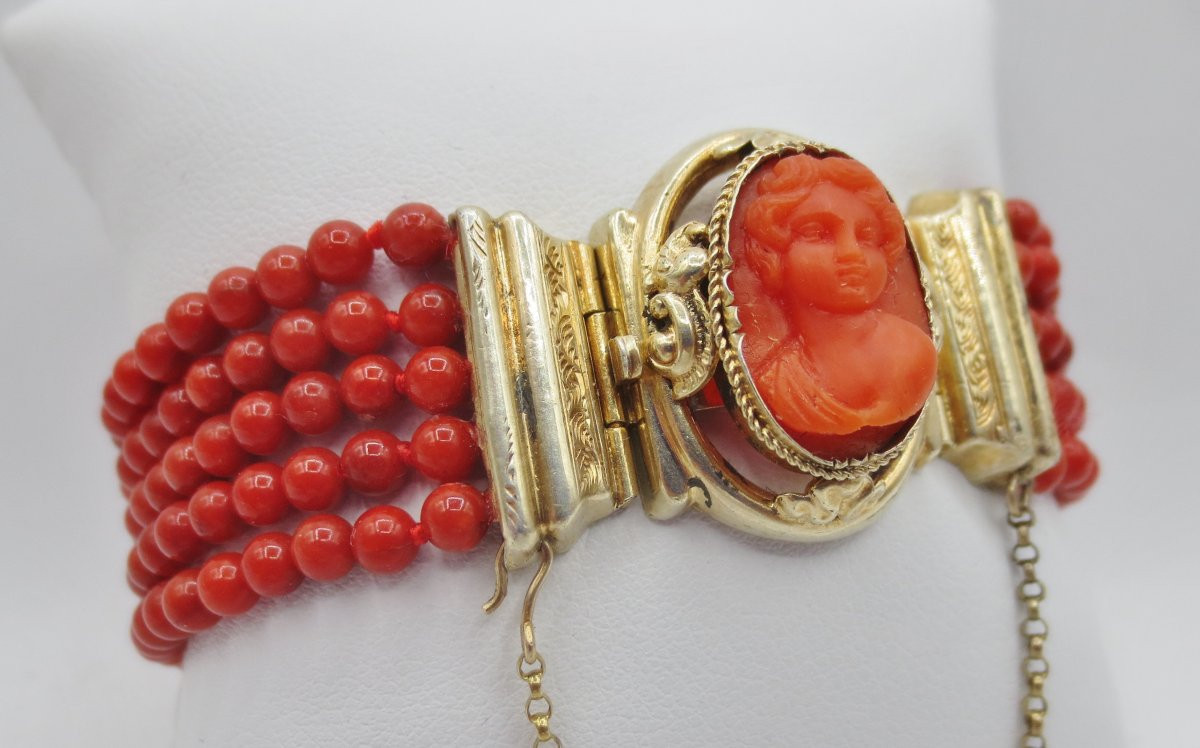 Bracelet en corail et vermeil, XIXe siècle. -photo-3