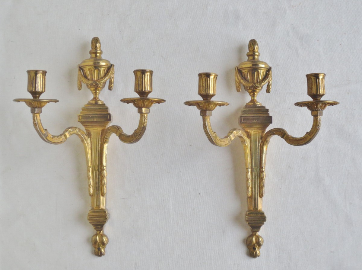 Pair Of Louis XVI Sconces, 18th Century.-photo-1