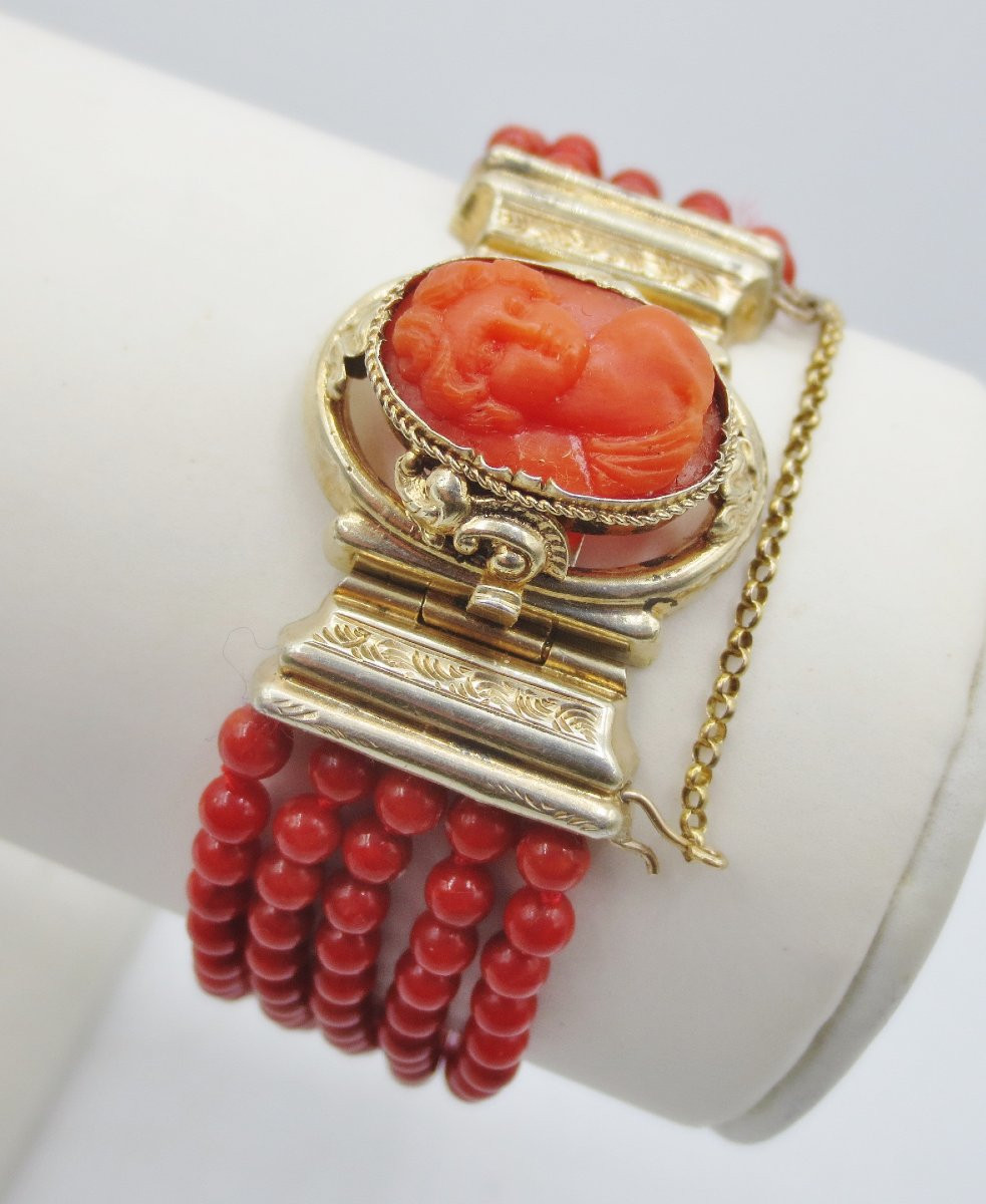 Bracelet en corail et vermeil, XIXe siècle. -photo-3