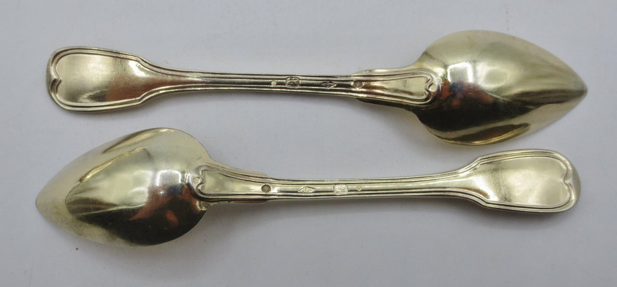 Suite Of Twelve Small Spoons In Vermeil.  -photo-1