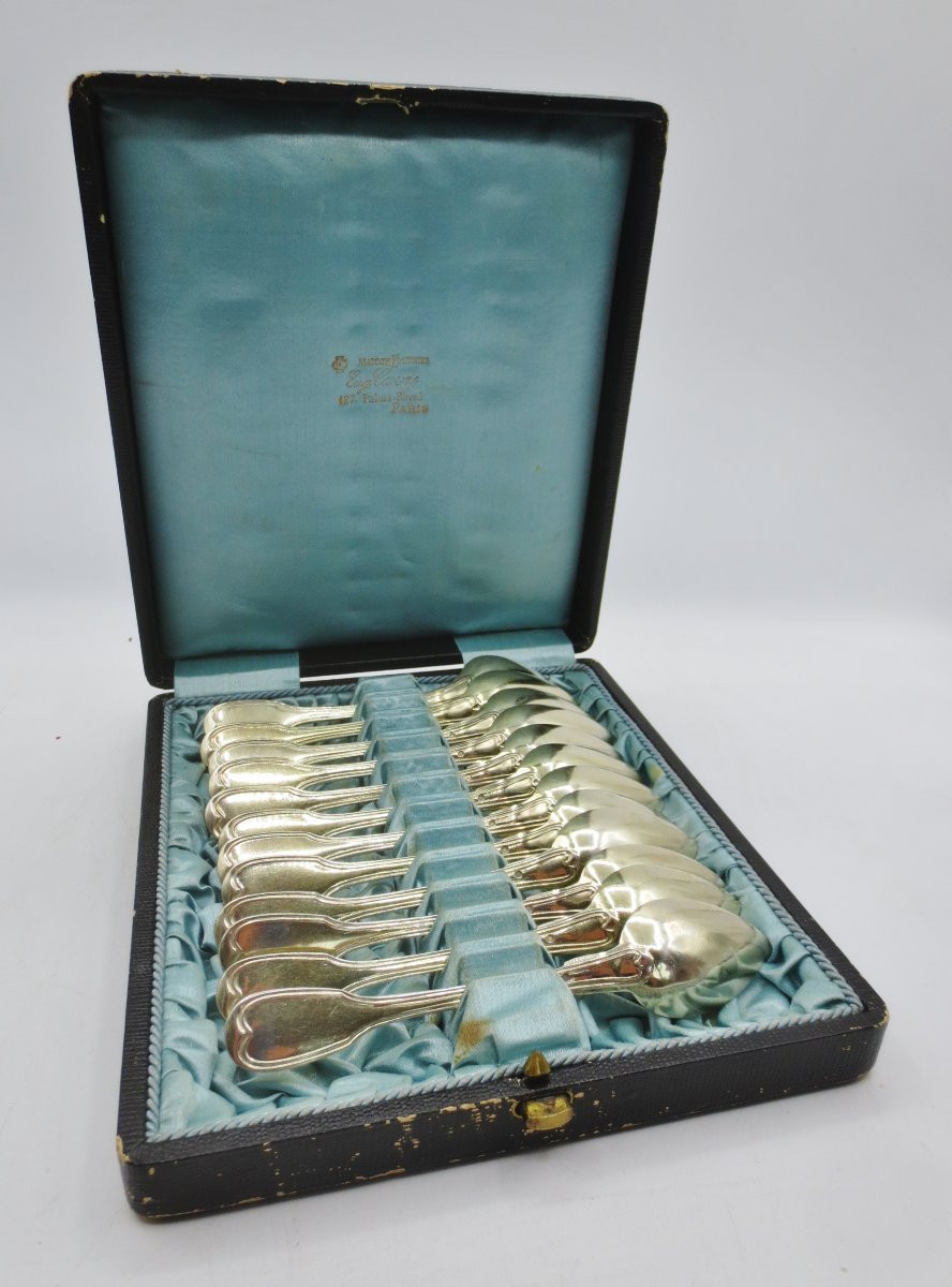 Suite Of Twelve Small Spoons In Vermeil.  -photo-6