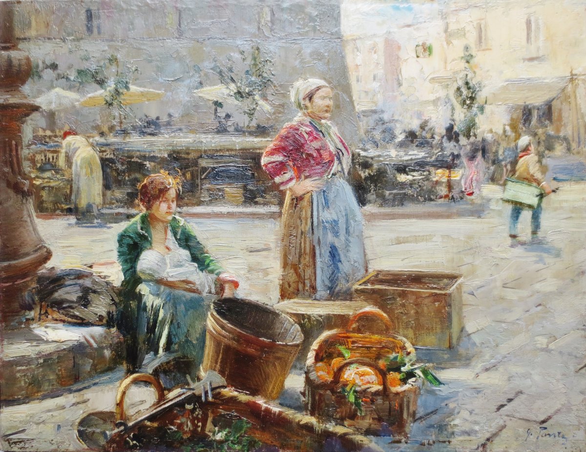 Giovanni Panza, scène de marché en Provence. 