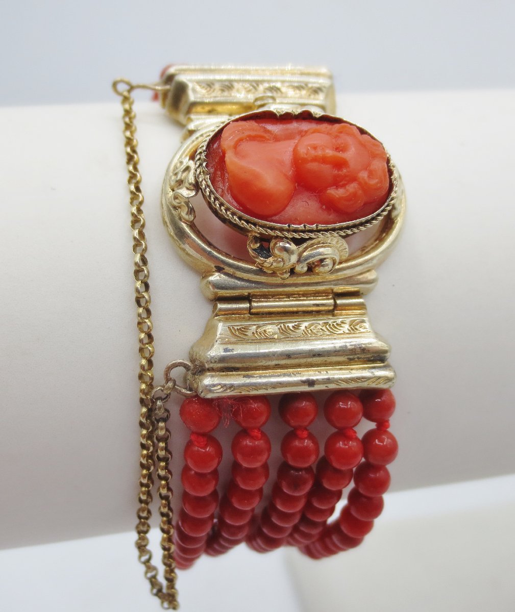 Coral And Vermeil Bracelet, 19th Century. -photo-1