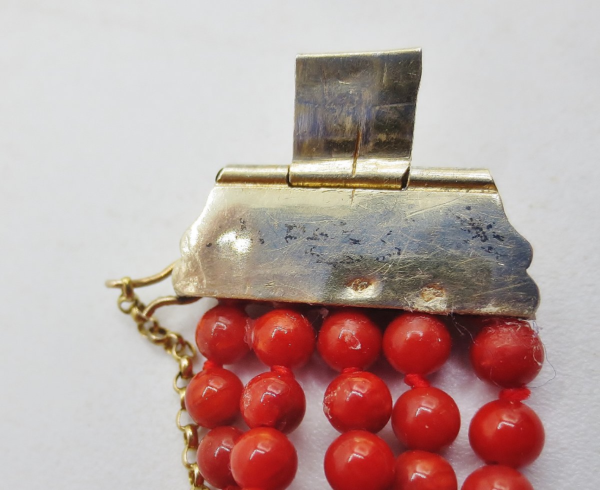 Coral And Vermeil Bracelet, 19th Century. -photo-4