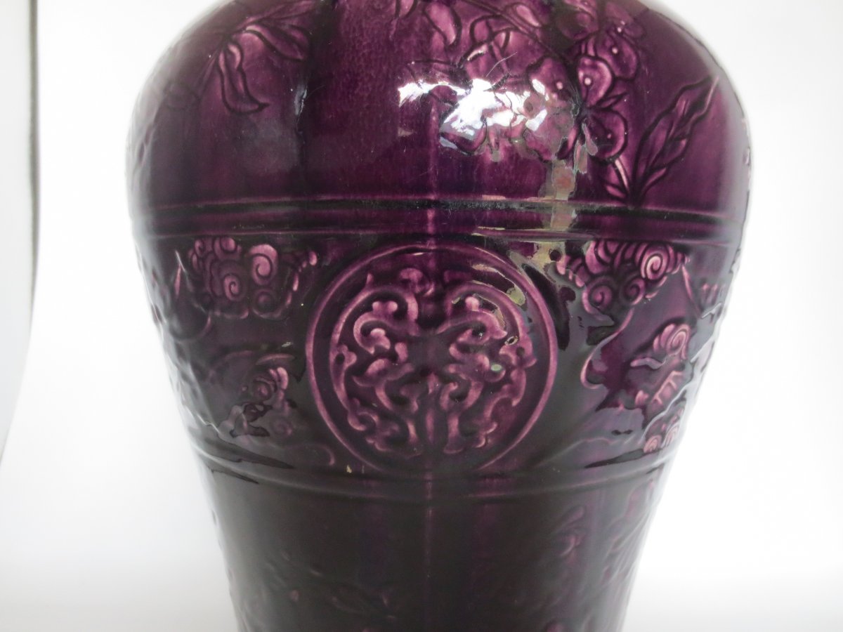 Vase Art Nouveau en faïence de Longwy.-photo-4