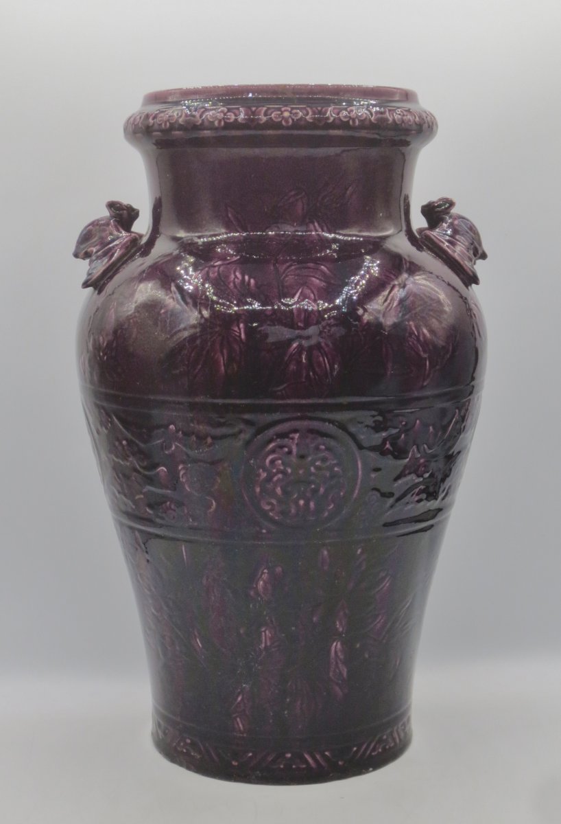 Vase Art Nouveau en faïence de Longwy.-photo-1
