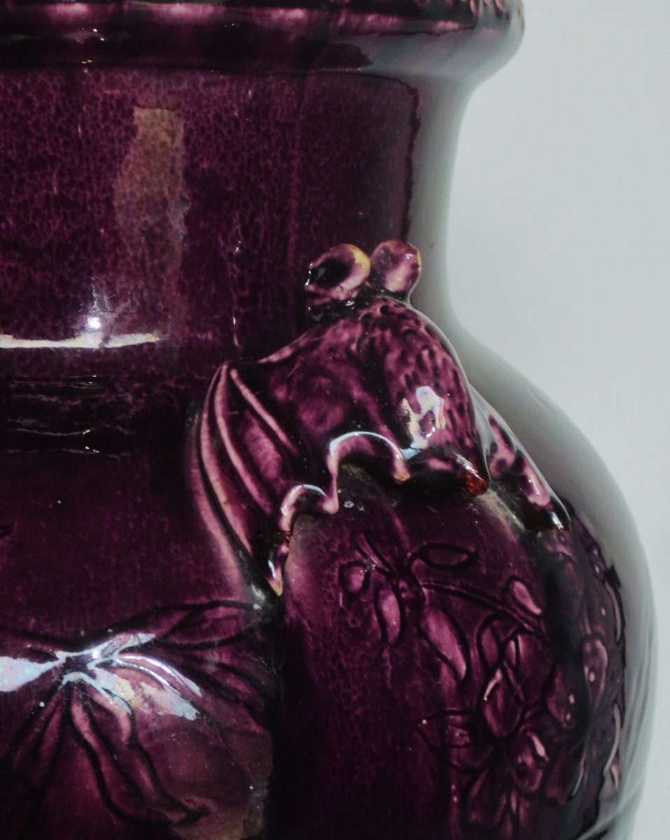 Vase Art Nouveau en faïence de Longwy.-photo-2