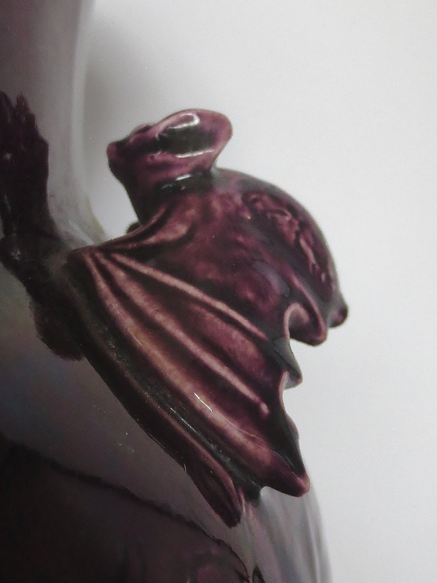 Vase Art Nouveau en faïence de Longwy.-photo-3