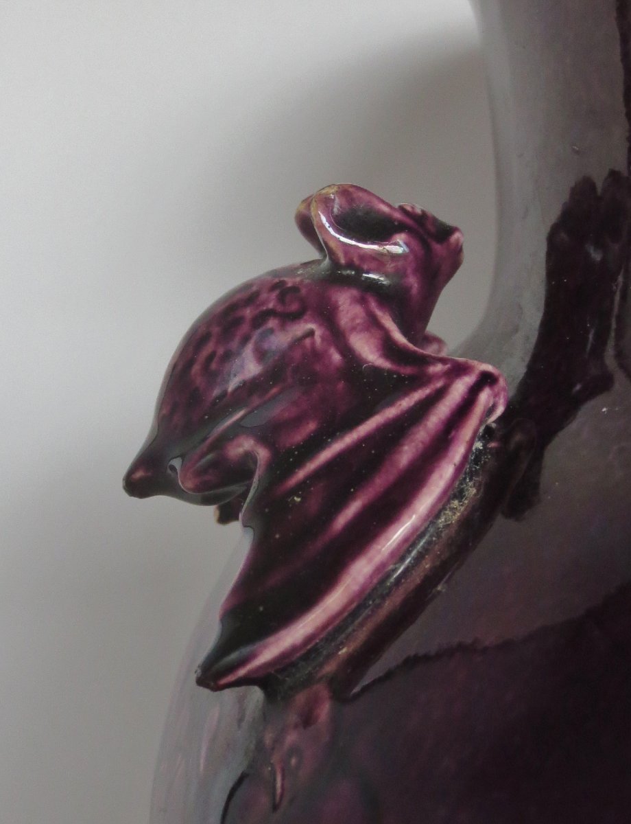 Vase Art Nouveau en faïence de Longwy.-photo-4