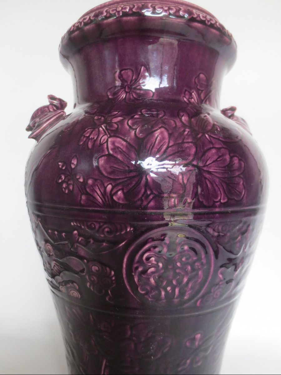 Vase Art Nouveau en faïence de Longwy.-photo-5