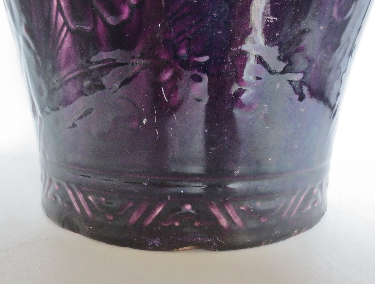 Vase Art Nouveau en faïence de Longwy.-photo-7