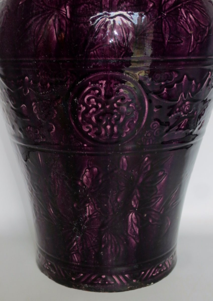 Vase Art Nouveau en faïence de Longwy.-photo-8