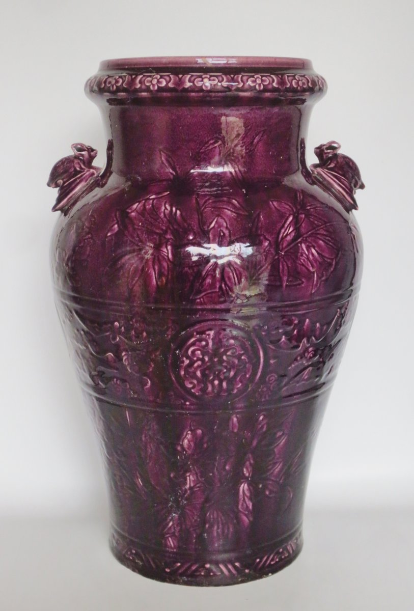 Vase Art Nouveau en faïence de Longwy.