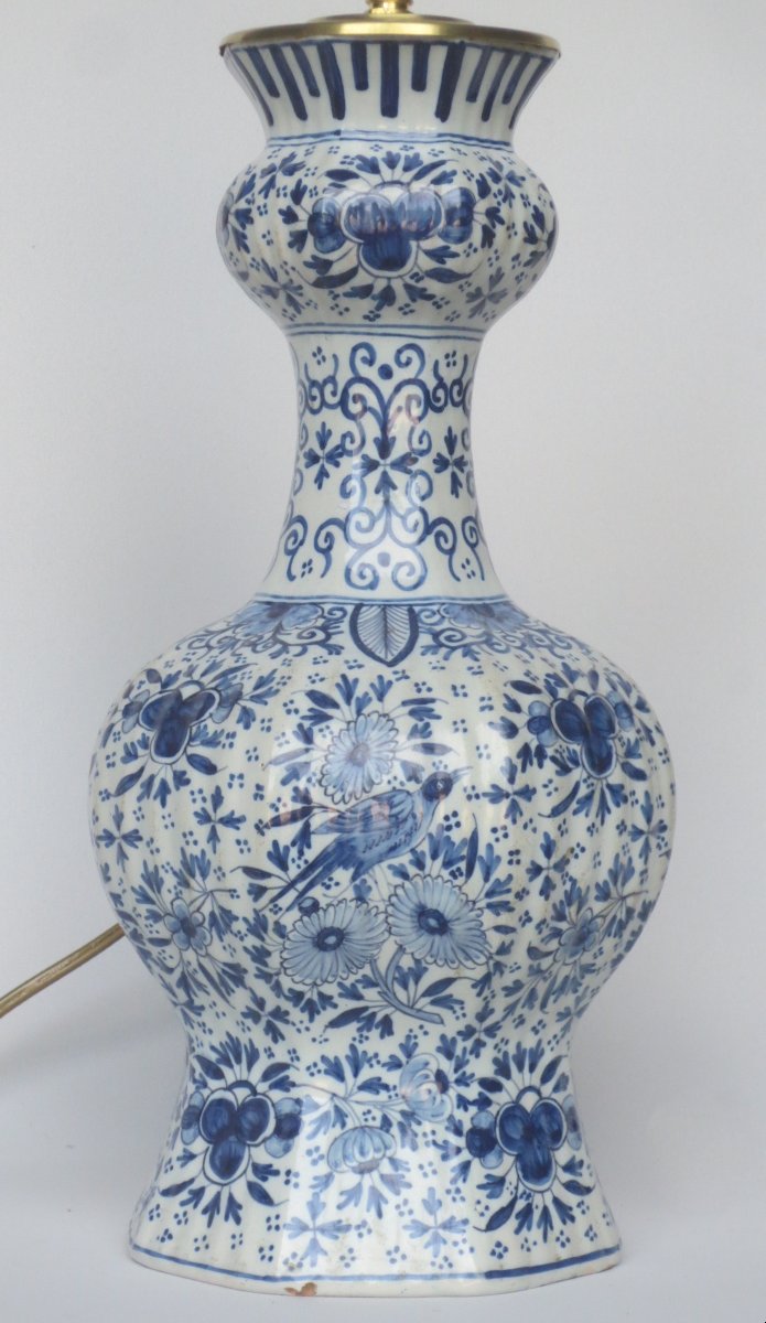 Lampe en faïence de Delft, XIXe siècle.  -photo-2
