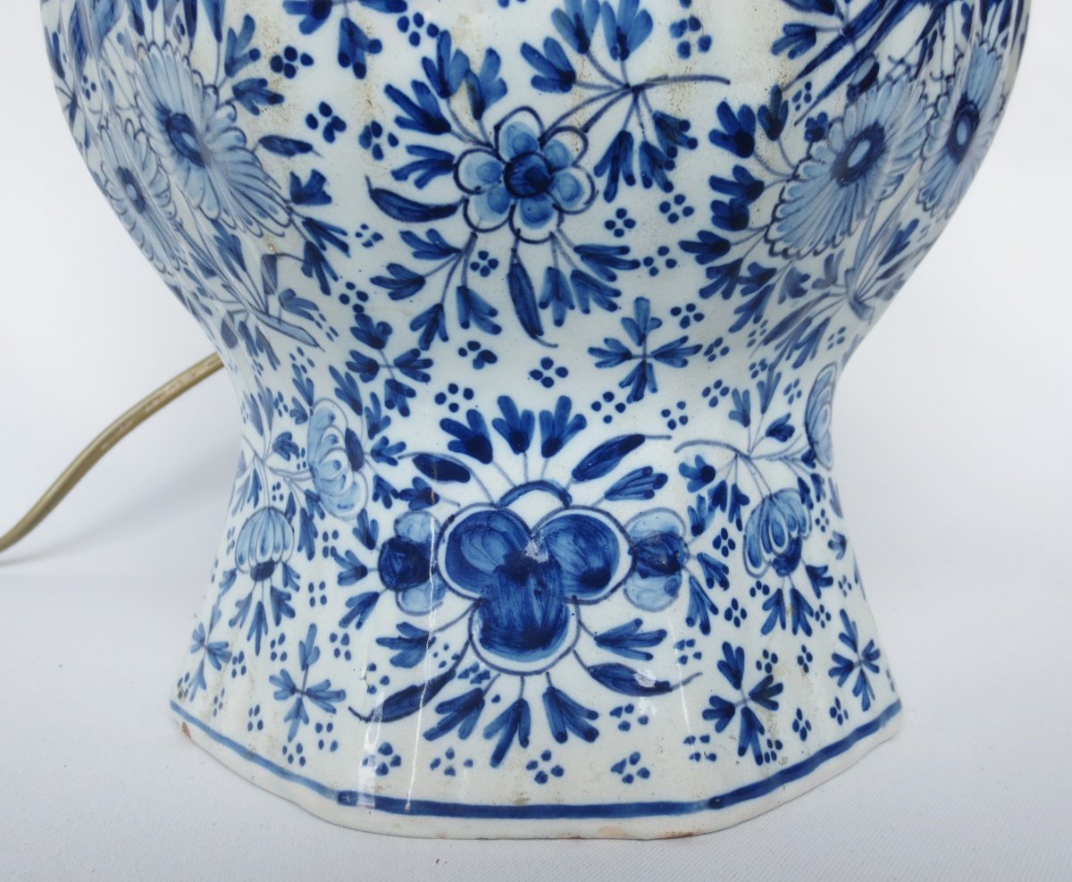 Lampe en faïence de Delft, XIXe siècle.  -photo-3