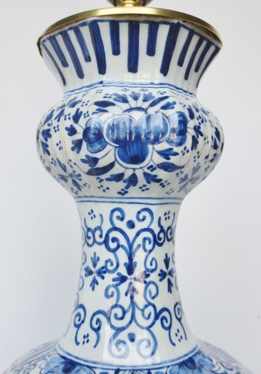 Lampe en faïence de Delft, XIXe siècle.  -photo-4