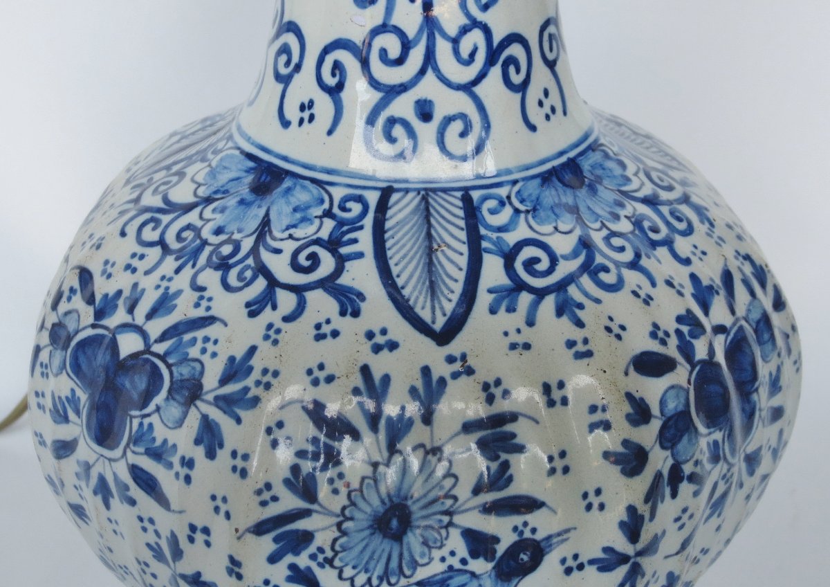 Lampe en faïence de Delft, XIXe siècle.  -photo-2