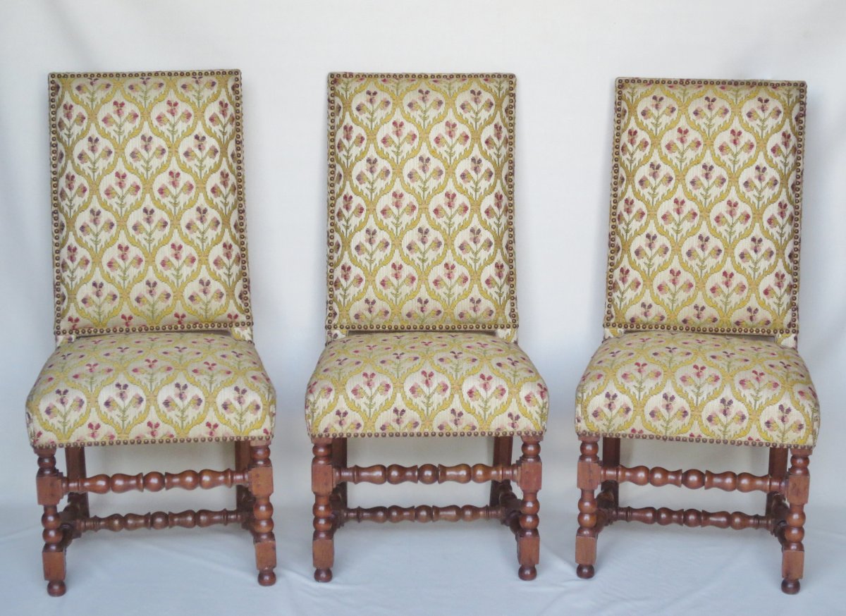 Ensemble de 7 chaises d'époque Louis XIII.-photo-2