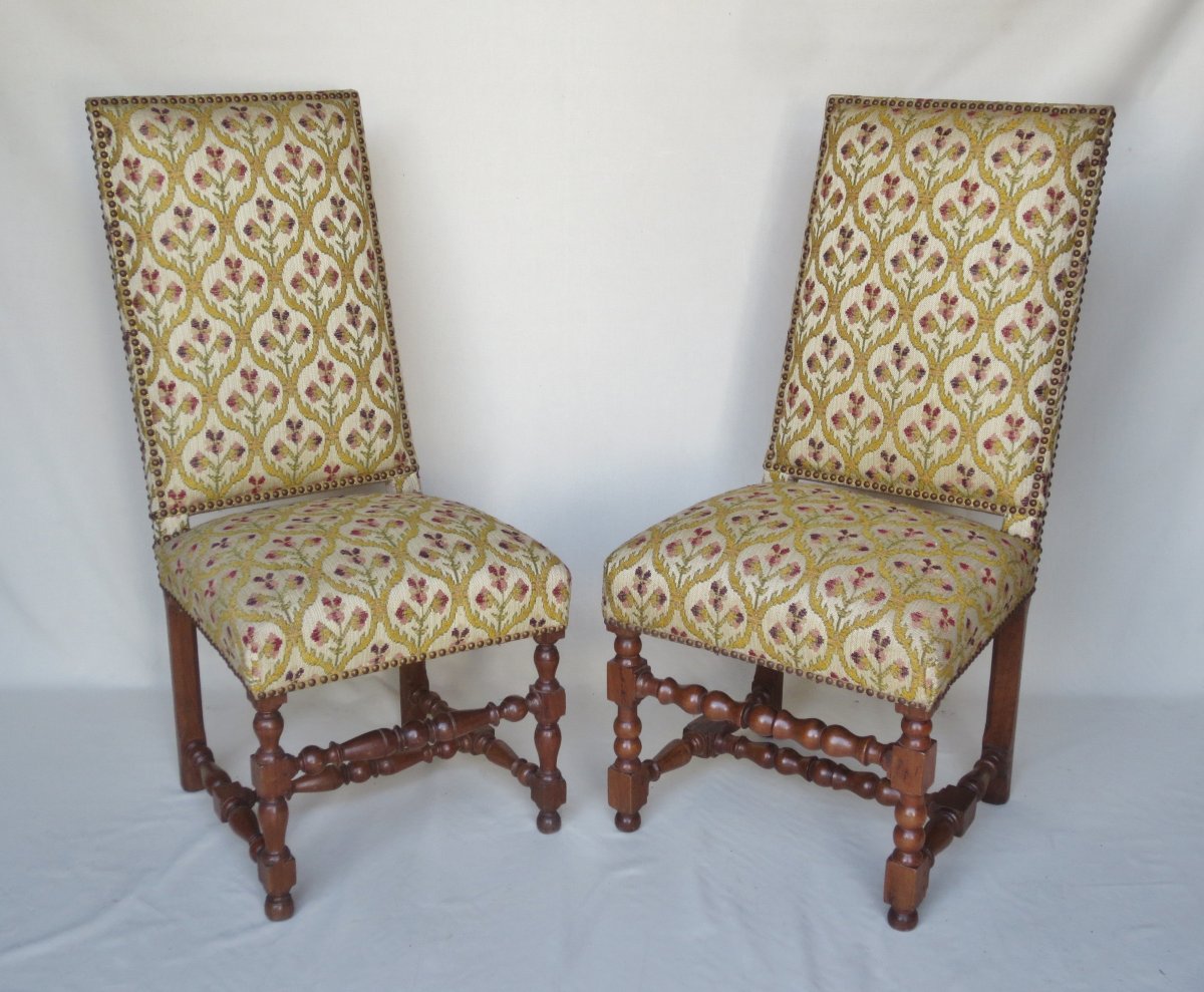 Ensemble de 7 chaises d'époque Louis XIII.-photo-7