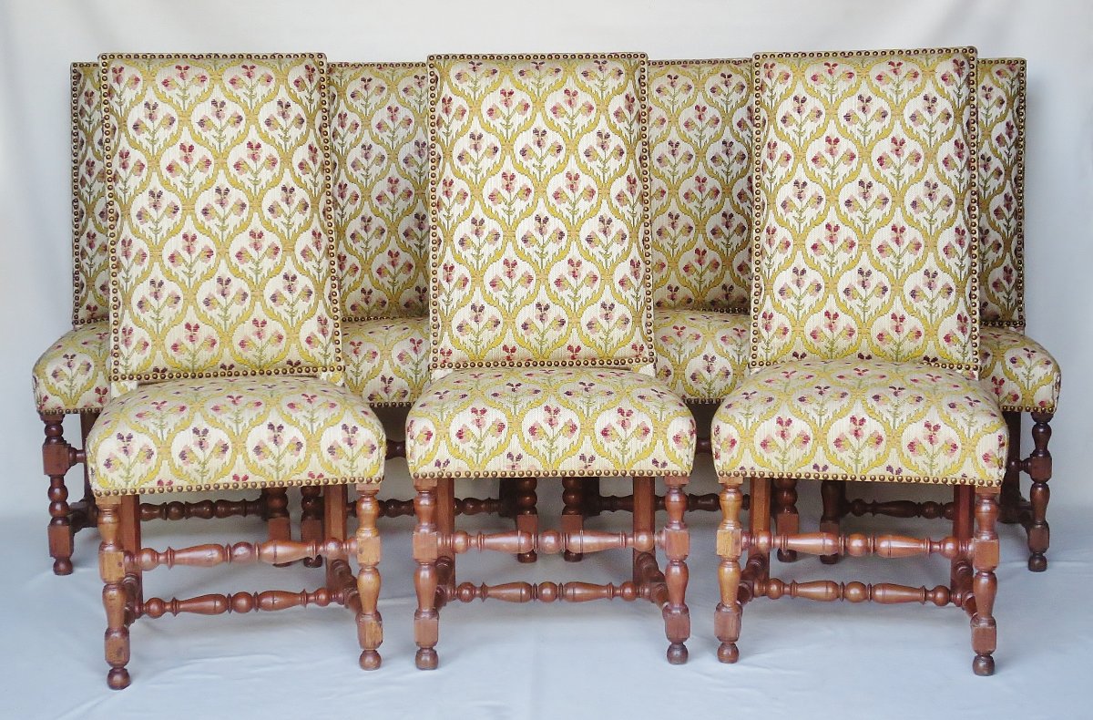 Ensemble de 7 chaises d'époque Louis XIII.-photo-8