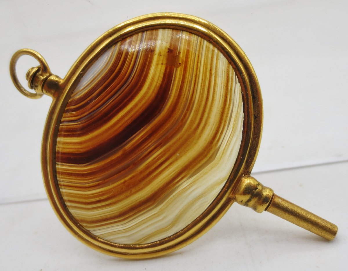 Clef de montre agate et pomponne, début XIXe siècle. -photo-2
