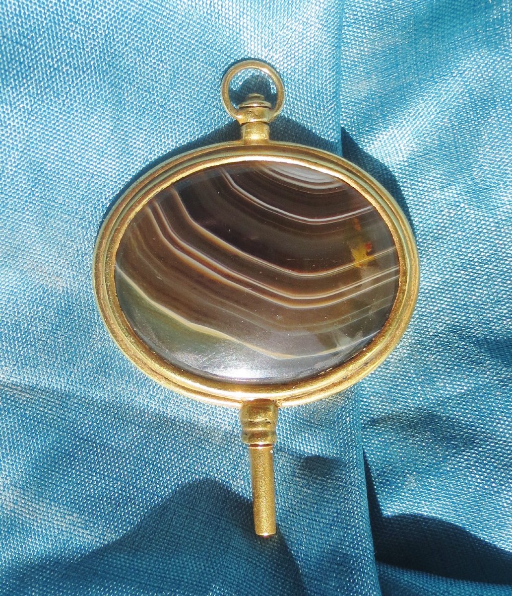 Clef de montre agate et pomponne, début XIXe siècle. -photo-4