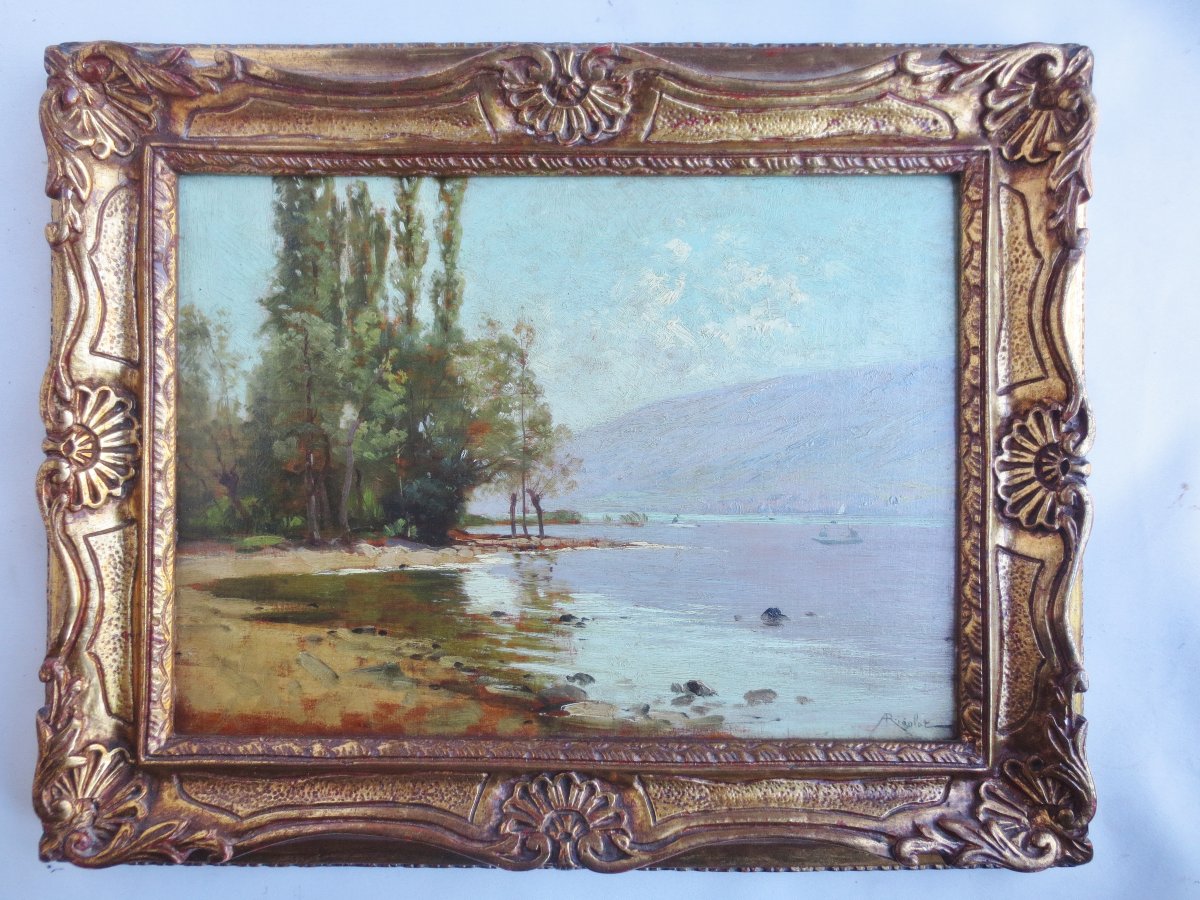  Paysage  lacustre signé Albert Rigolot 1862-1932.  -photo-5