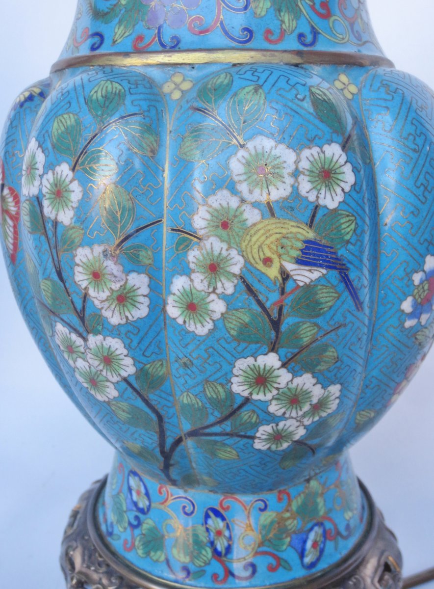 Paire de lampes en émaux cloisonnés, Chine XIXe siècle. -photo-4
