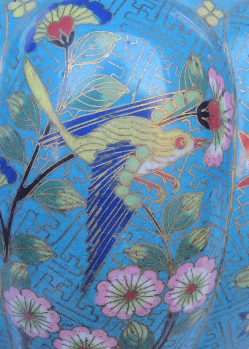 Paire de lampes en émaux cloisonnés, Chine XIXe siècle. -photo-5