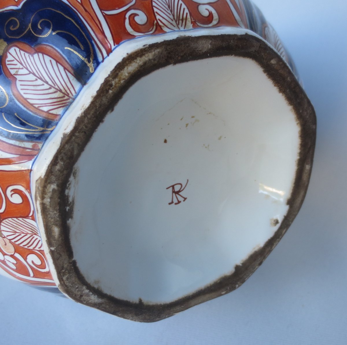 Earthenware Lamp, 19th Century, Imari Design.  -photo-6