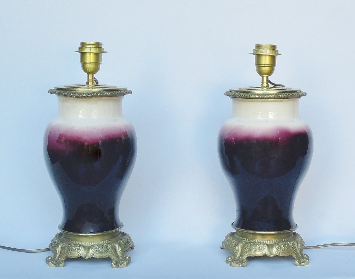 Paire de lampe, XIXe siècle. -photo-2