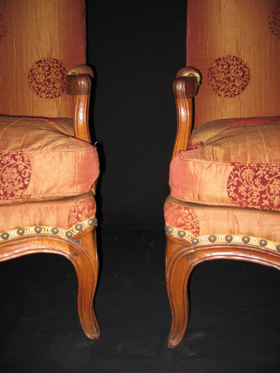 Pair Of Armchairs "fireside" Louis XV-photo-4