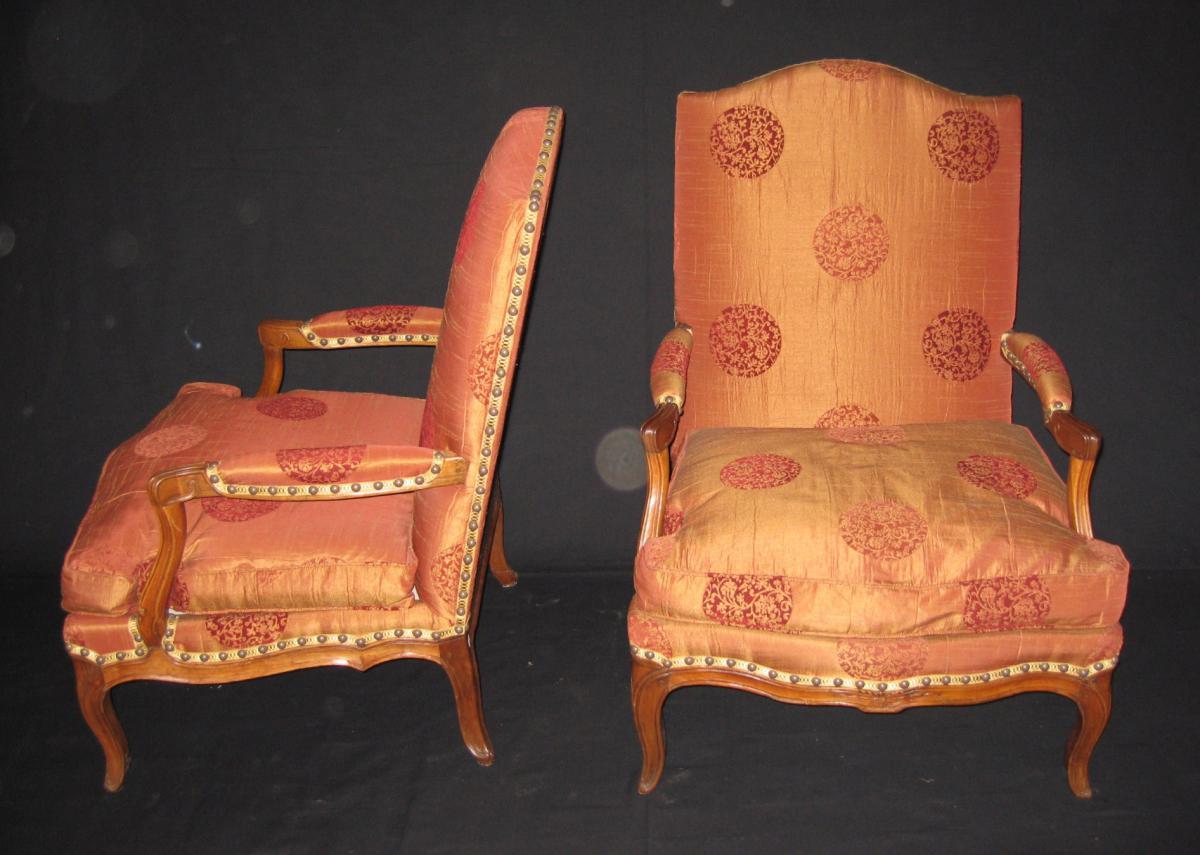 Pair Of Armchairs "fireside" Louis XV-photo-4