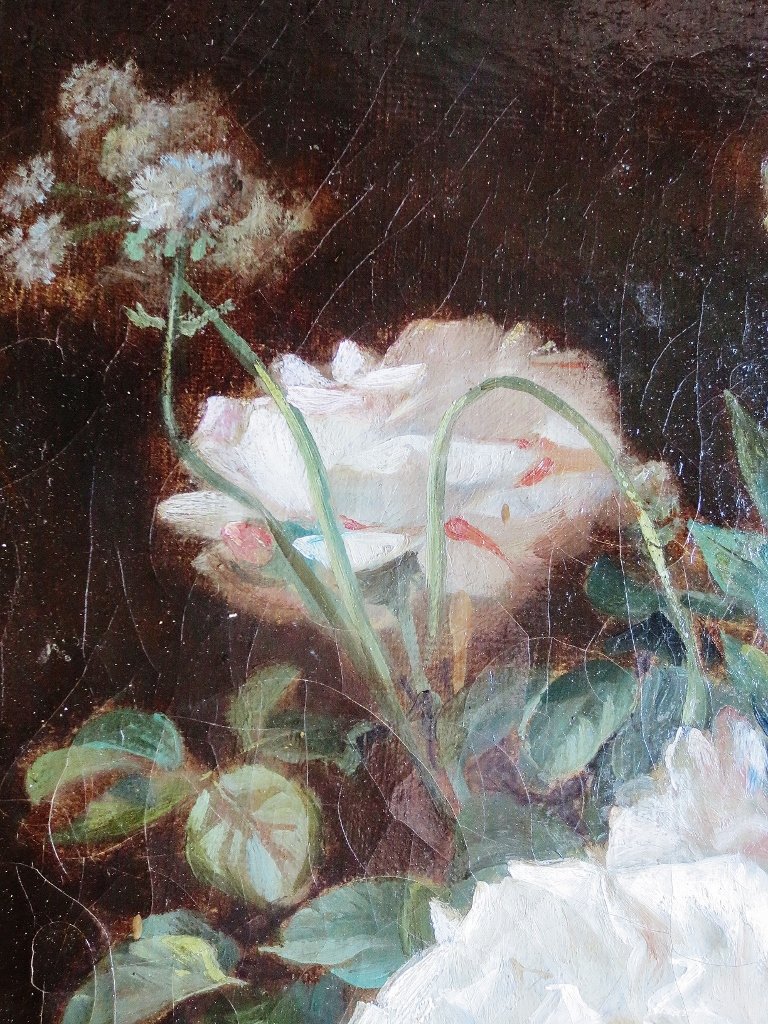Bouquet Signé C. Gontier, XIXe Siècle.-photo-1