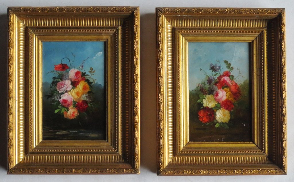 Paire De Bouquets, XIXe Siècle.