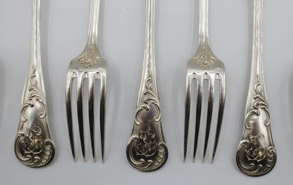 Series Of Twelve Solid Silver Cutlery.-photo-2