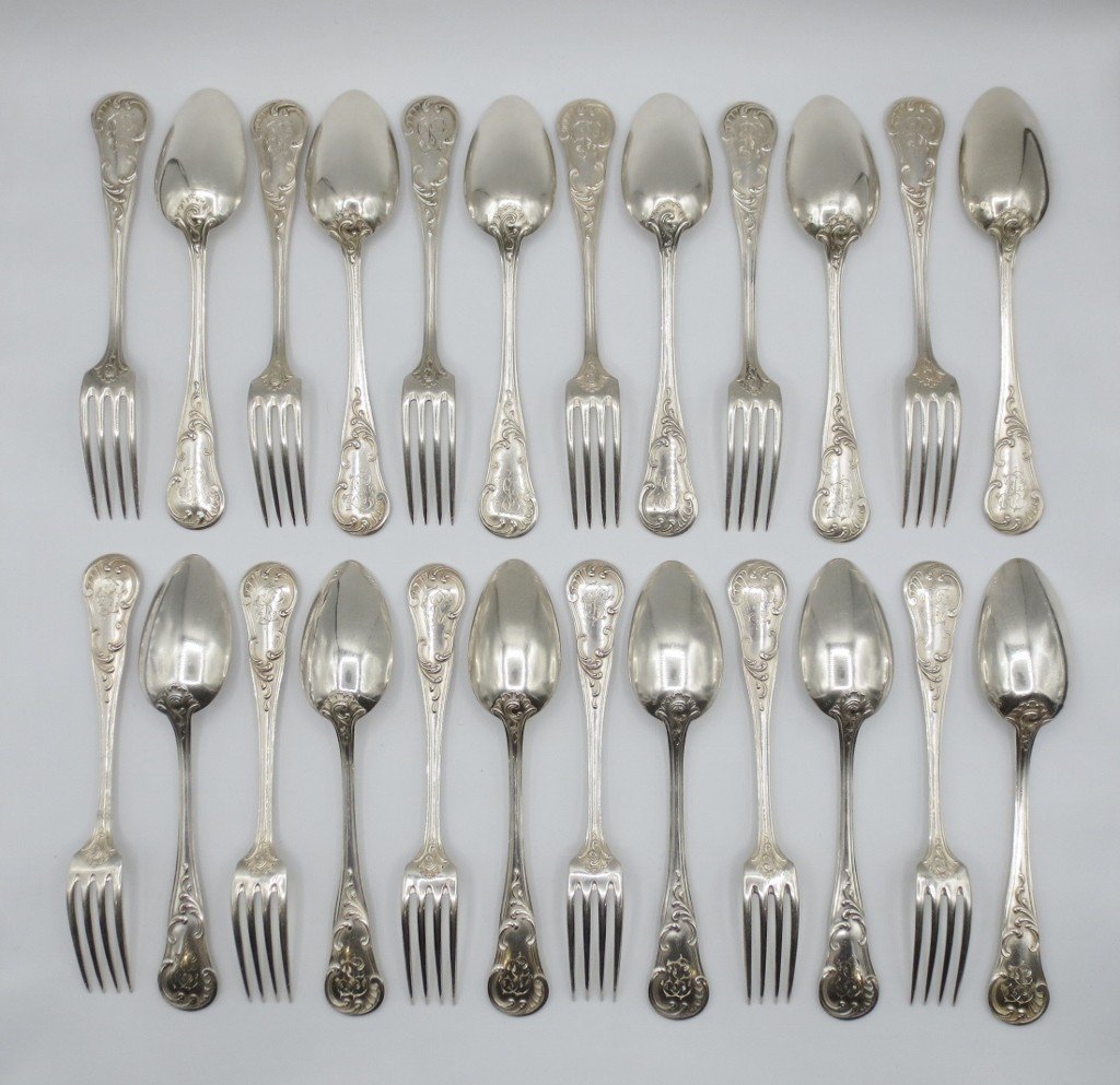 Series Of Twelve Solid Silver Cutlery.-photo-8