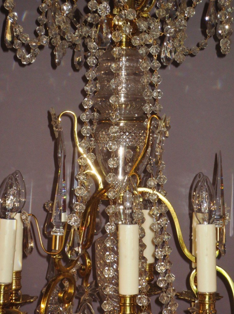 Chandelier 15 Lights In Gilt Bronze And Crystals.-photo-5