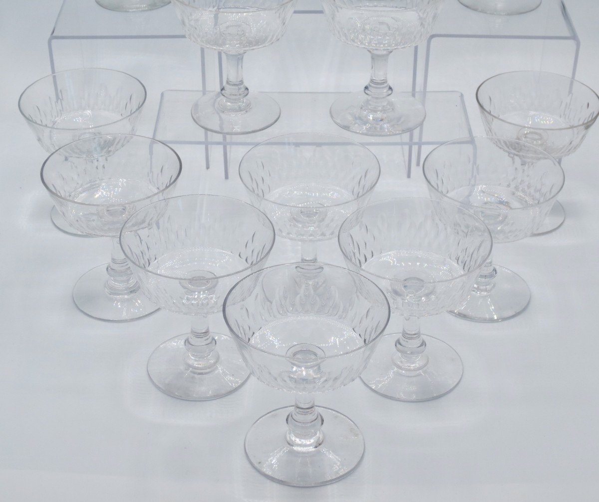 Champagne Glasses, Crystal, Late 19th Century.-photo-5