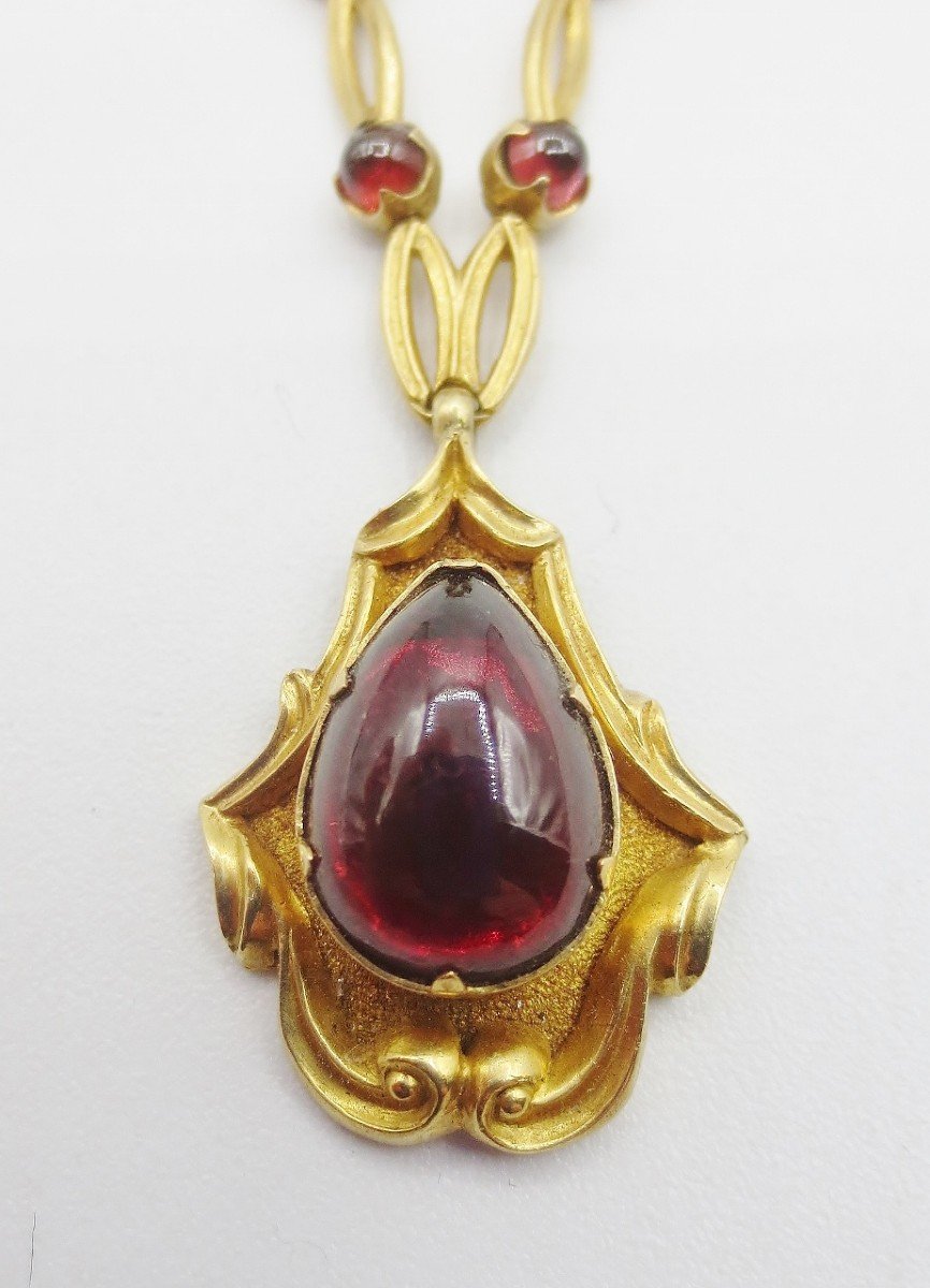 Brooch In Gold And Garnets, Mid-19th Century.-photo-2