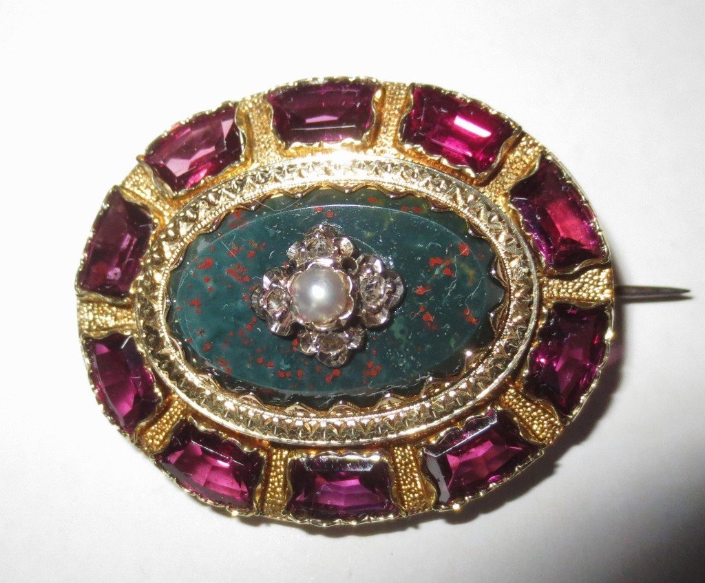 Brooch In Blood Jasper Gold, Diamonds And Pearls, Napoleon III.-photo-3