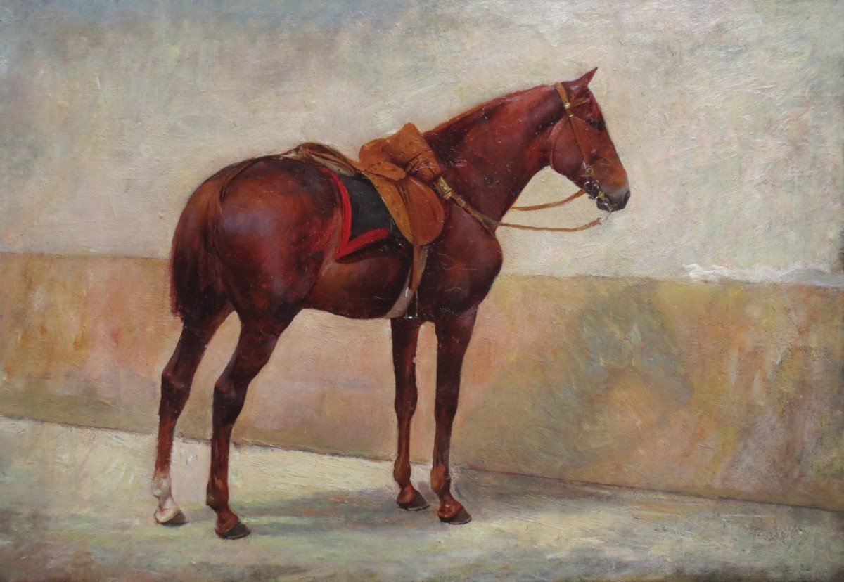 Horse Portrait Attributed To Ernest Jean Delahaye.-photo-4