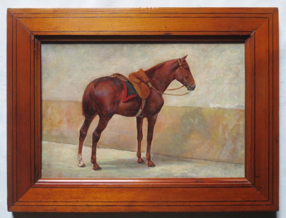 Horse Portrait Attributed To Ernest Jean Delahaye.