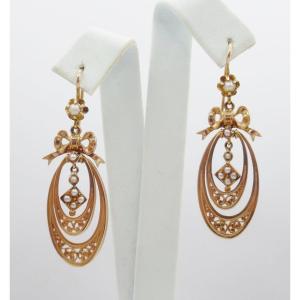 Gold Earrings, Circa 1880,